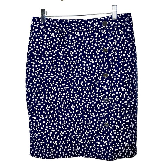 NWOT Talbots Stretch Textured Pencil Buttons Accent Knee High Skirt Size 6P Blue - Picture 1 of 8